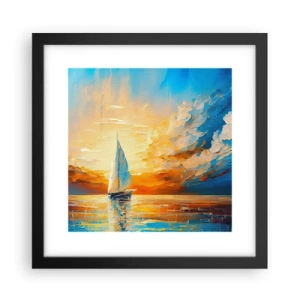 Plakat w czarnej ramie - Żegluga w złocie - 30x30 cm