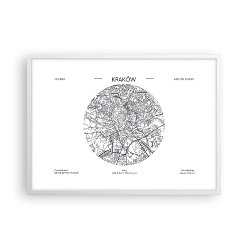 Plakat w białej ramie - Anatomia Krakowa - 70x50 cm