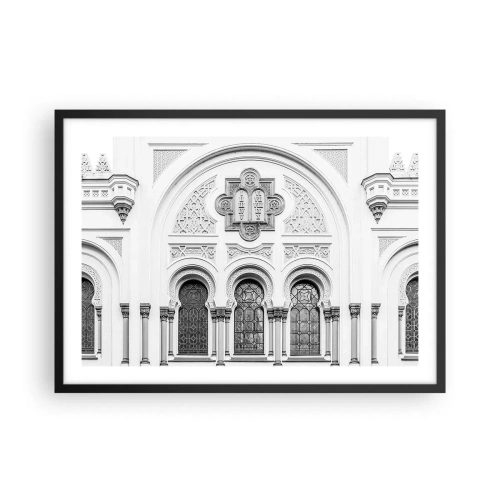 Plakat w czarnej ramie - Architektoniczne detale fasady w monochromatycznym stylu - 70x50cm - Na pograniczu kultur - Nowoczesna dekoracja ścienna do salonu i sypialni ARTTOR