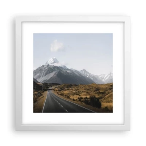 Plakat w białej ramie - Droga do serca gór - 30x30 cm