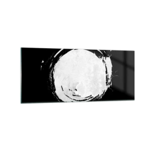 Obraz na szkle - Biały okrąg na czarnym tle w minimalistycznym stylu - 120x50cm - Dobre wyjście - Nowoczesna dekoracja ścienna do salonu i sypialni ARTTOR