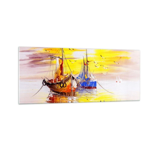 Obraz na szkle - Zasłużony odpoczynek w porcie - 100x40 cm