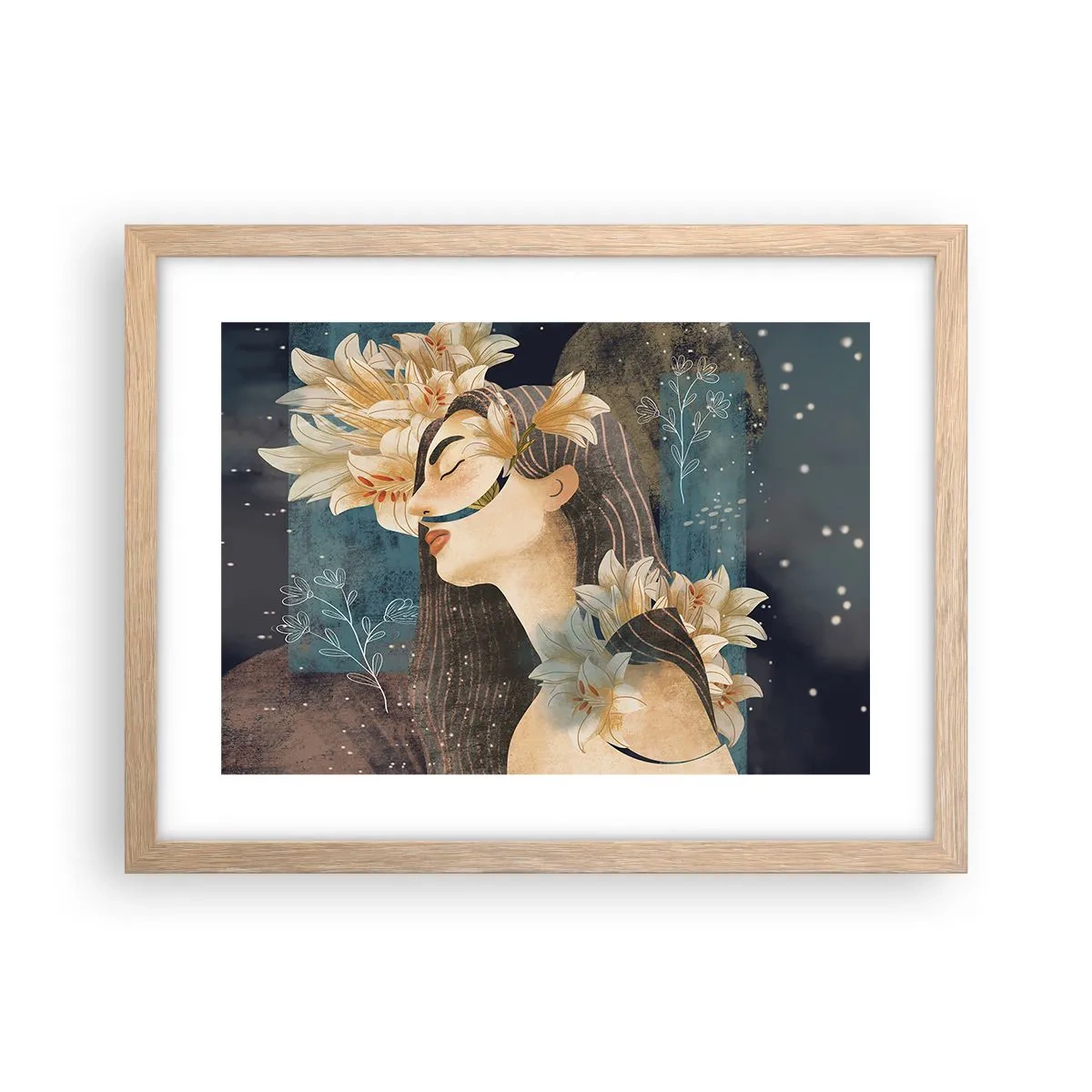 Plakat w ramie jasny dąb - Baśń o królewnie z liliami - 40x30 cm