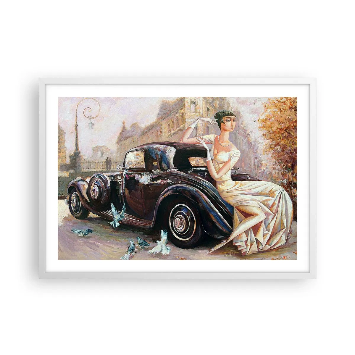 Plakat w białej ramie - Elegancja w stylu retro - 70x50 cm