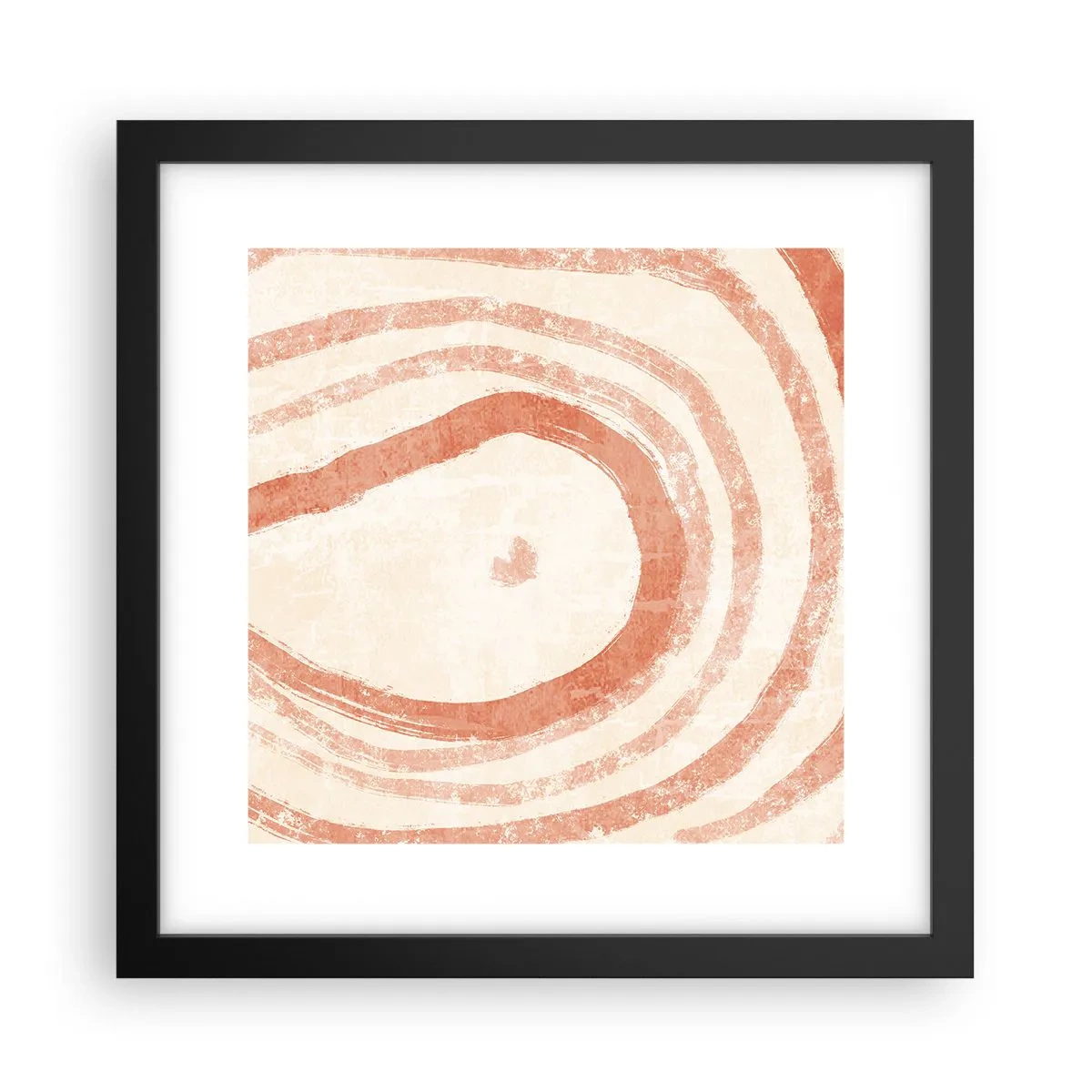 Plakat w czarnej ramie - Koralowe kręgi – kompozycja - 30x30 cm