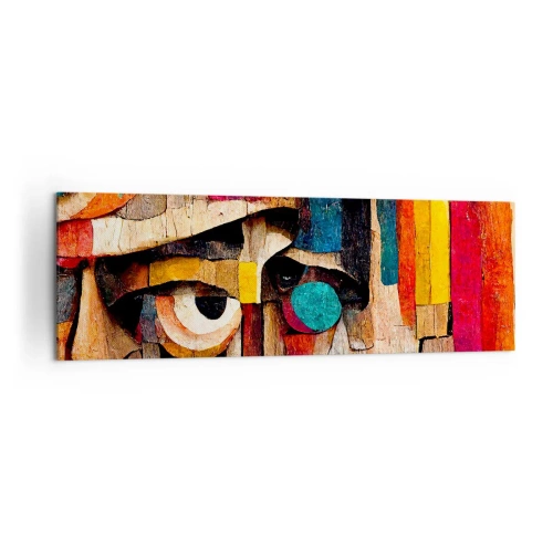 Obraz na płótnie - Abstrakcyjne twarze w intensywnych kolorach - 160x50cm - Widzę cię… - Nowoczesna dekoracja ścienna do salonu i sypialni ARTTOR