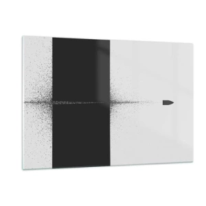 Obraz na szkle - Abstrakcyjna kompozycja czerni i bieli z dynamiczną kreską - 120x80cm - Prosto do celu - Nowoczesna dekoracja ścienna do salonu, kuchni i sypialni ARTTOR