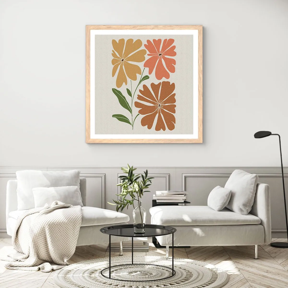 Plakat w ramie jasny dąb - Natura i geometria - 40x40 cm