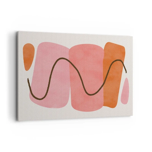 Obraz na płótnie - Abstrakcyjne kształty w różowych i pomarańczowych odcieniach - 100x70cm - łagodny ruch form - Nowoczesna dekoracja ścienna do salonu, kuchni i sypialni ARTTOR