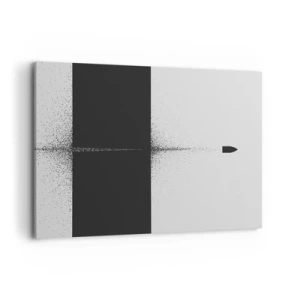 Obraz na płótnie - Symboliczny pocisk w minimalistycznym, abstrakcyjnym stylu - 120x80cm - Prosto do celu - Nowoczesna dekoracja ścienna do salonu, kuchni i sypialni ARTTOR