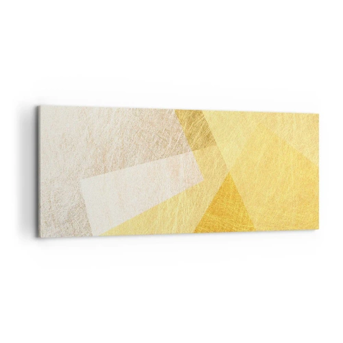 Obraz na płótnie - Geometryczne formy w złotych i jasnych odcieniach - 120x50cm - Pogoda geometrii - Nowoczesna dekoracja ścienna do salonu i sypialni ARTTOR
