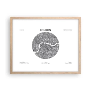 Plakat w ramie jasny dąb - Anatomia Londynu - 50x40 cm