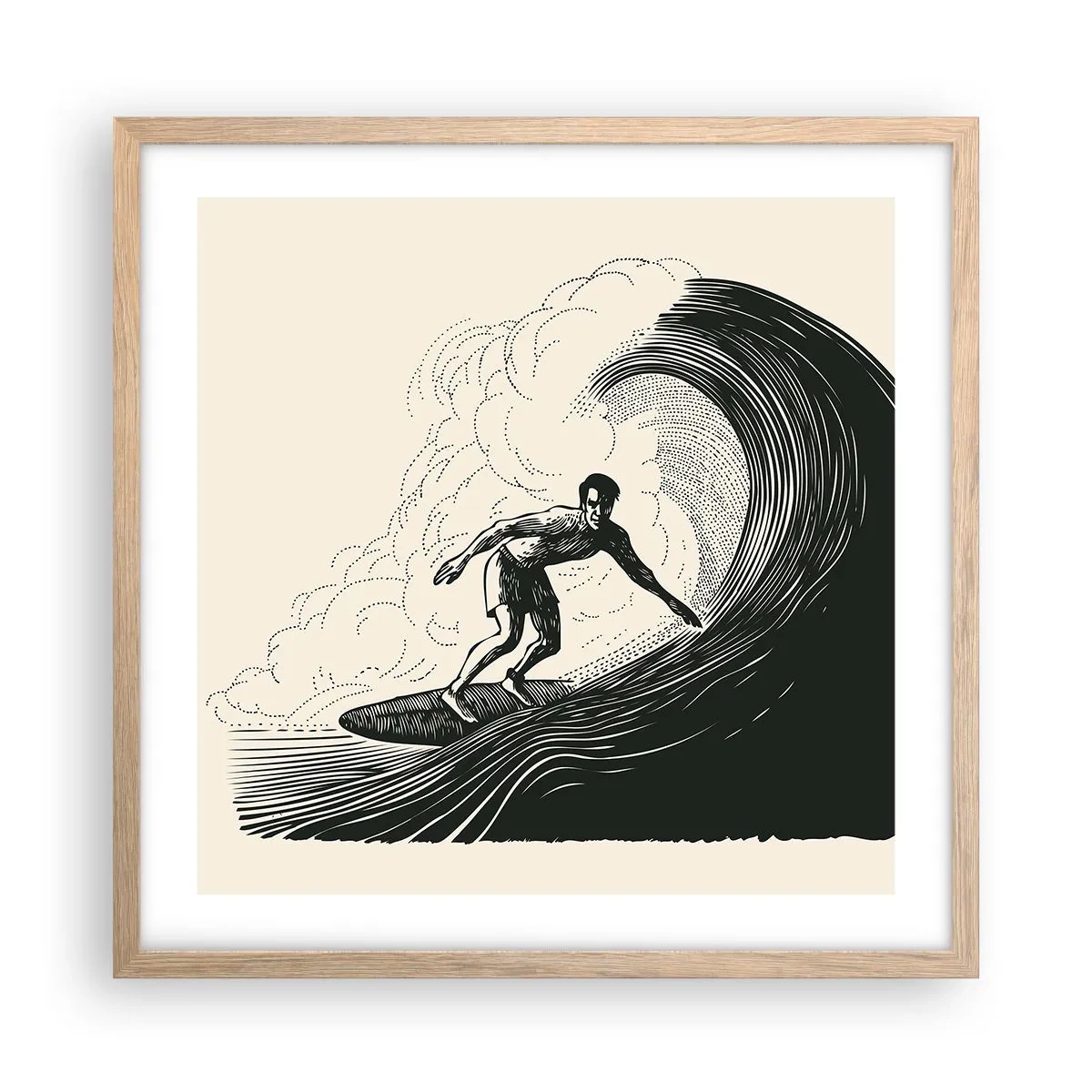 Plakat w ramie jasny dąb - Król fali - 50x50 cm
