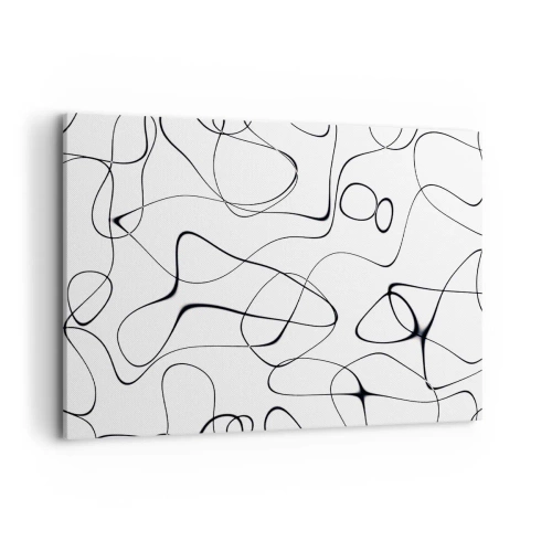 Obraz na płótnie - Abstrakcyjne czarne linie na białym tle w minimalistycznym stylu - 100x70cm - Ścieżki życia, koleje losu - Nowoczesna dekoracja ścienna do salonu, kuchni i sypialni ARTTOR