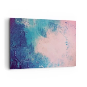 Obraz na płótnie - Abstrakcyjna tekstura w odcieniach różu i niebieskiego - 120x80cm - Błękitne objęcia - Nowoczesna dekoracja ścienna do salonu, kuchni i sypialni ARTTOR