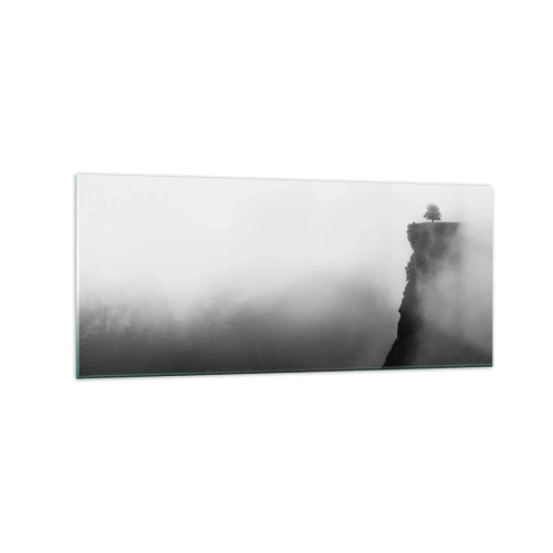 Obraz na szkle - Samotne drzewo na krawędzi klifu w otoczeniu mgły - 120x50cm - Na skraju świata - Nowoczesna dekoracja ścienna do salonu i sypialni ARTTOR