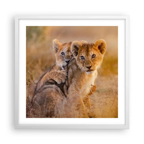 Plakat w białej ramie - Nie przeszkadzać! Bawimy się - 50x50 cm