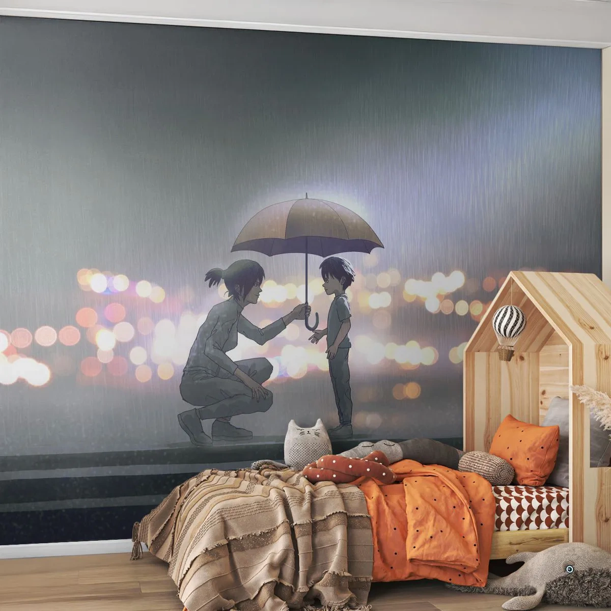 Fototapeta Samoprzylepna Deluxe Sticker - I już jest wszystko dobrze - Dla Dzieci, Rodzina, Parasol - 250x175 cm