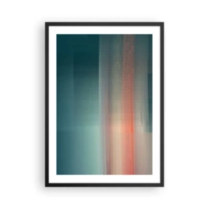 Plakat w czarnej ramie - Abstrakcyjna gra świateł w odcieniach turkusu i czerwieni - 50x70cm - Abstrakcja: fale światła - Nowoczesna dekoracja ścienna do salonu i sypialni ARTTOR