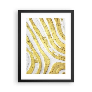Plakat w czarnej ramie - Kompozycja w bieli i złocie - 30x40 cm