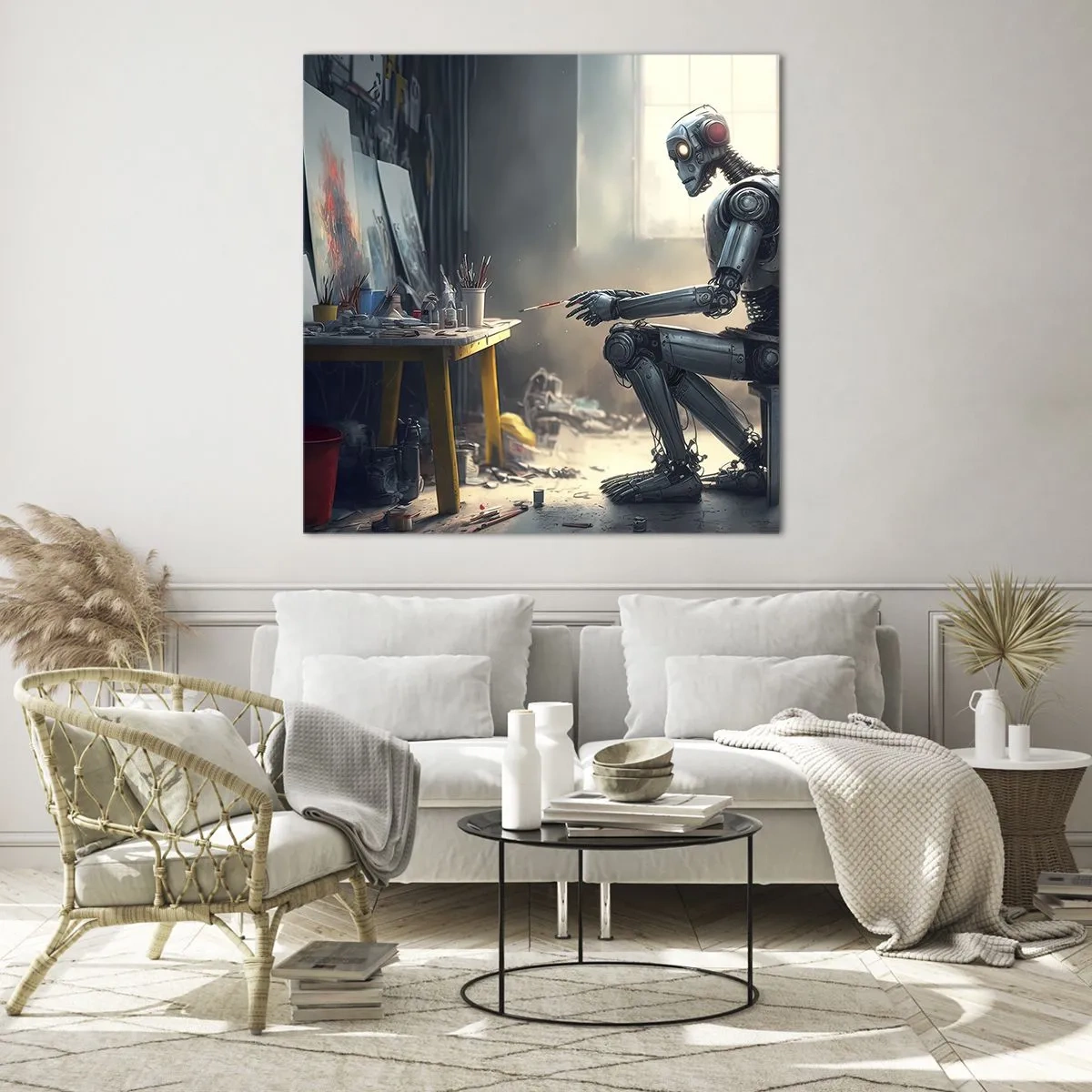 Obraz na szkle - Akt kreacji - 40x40 cm