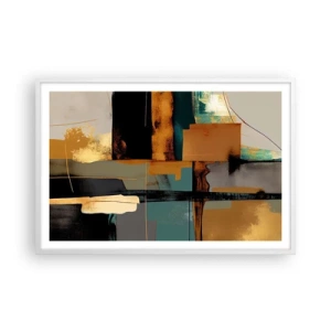 Plakat w białej ramie - Abstrakcja – światło i cień - 91x61 cm