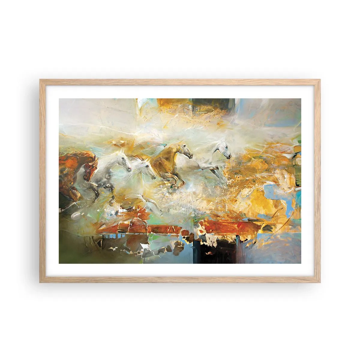 Plakat w ramie jasny dąb - Galopem przez światło - 70x50 cm