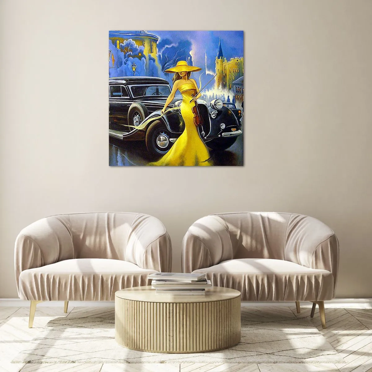 Obraz na szkle - Nokturn na skrzypce i miłość - 60x60 cm