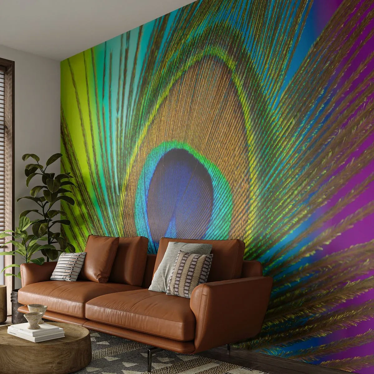 Fototapeta Premium Canvas - Oko w oko - Abstrakcja, Pawie Pióro, Sztuka - 250x175 cm