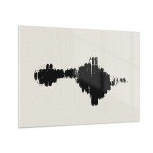Obraz na szkle - Minimalistyczny wzór czarnego pociągnięcia na jasnym tle - 70x50cm - Drgania wyobraźni - Nowoczesna dekoracja ścienna do salonu i sypialni ARTTOR
