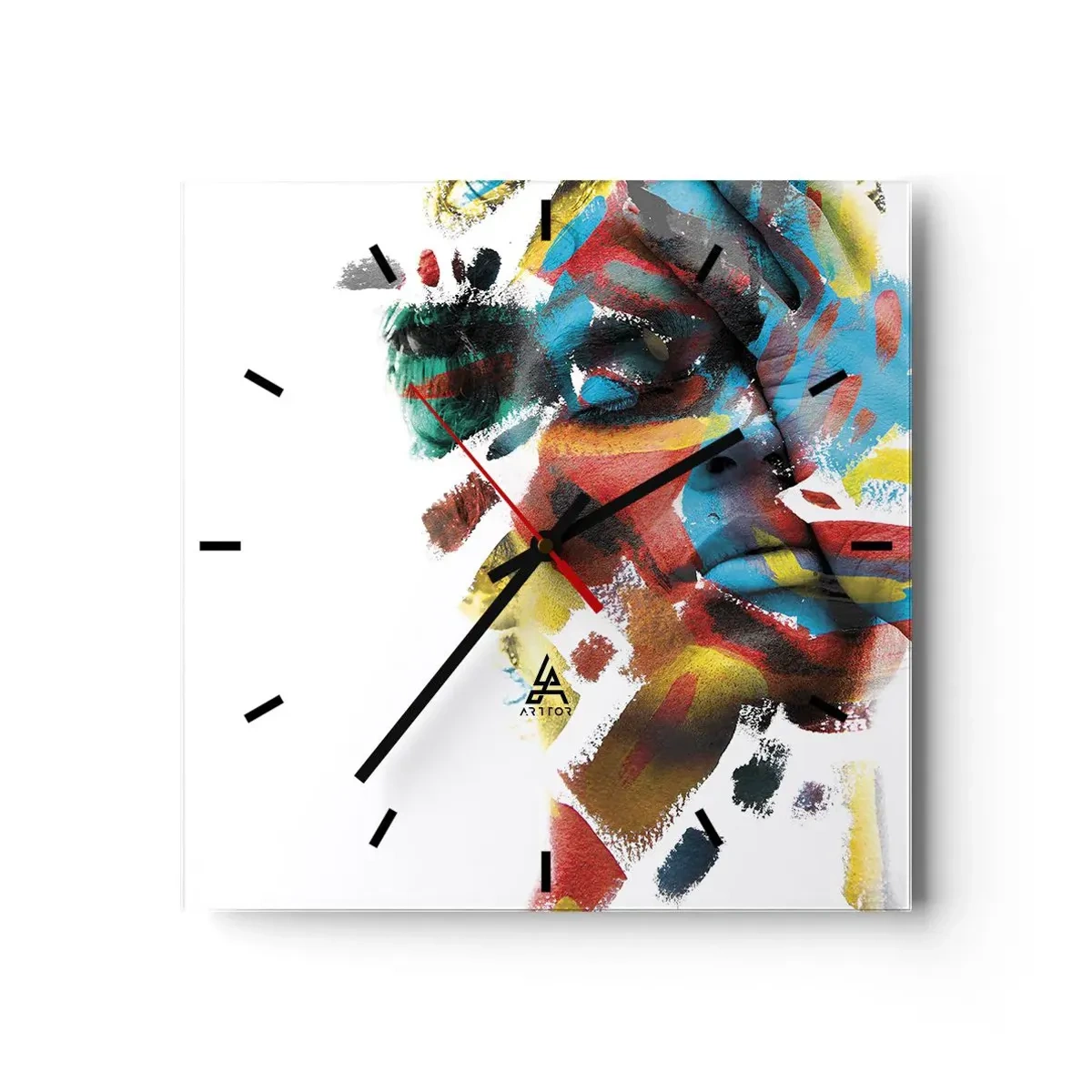 Zegar ścienny - Barwna osobowość - 40x40 cm