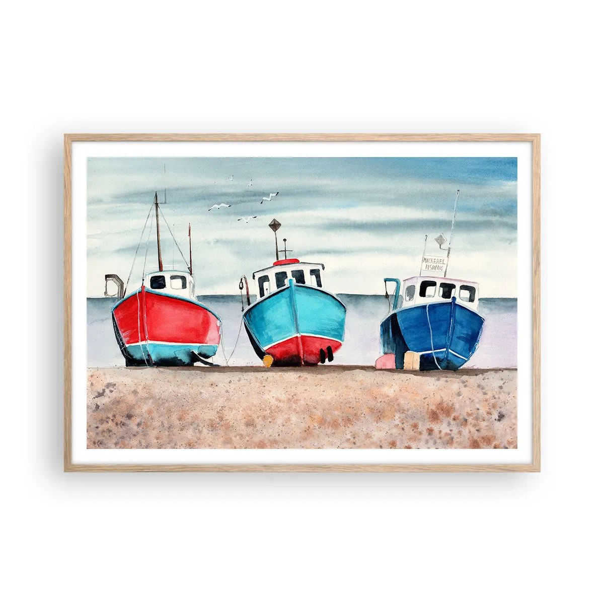 Plakat w ramie jasny dąb - Gotowe na połów - 100x70 cm