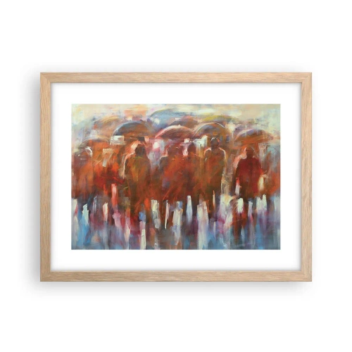 Plakat w ramie jasny dąb - Równi w deszczu i mgle - 40x30 cm