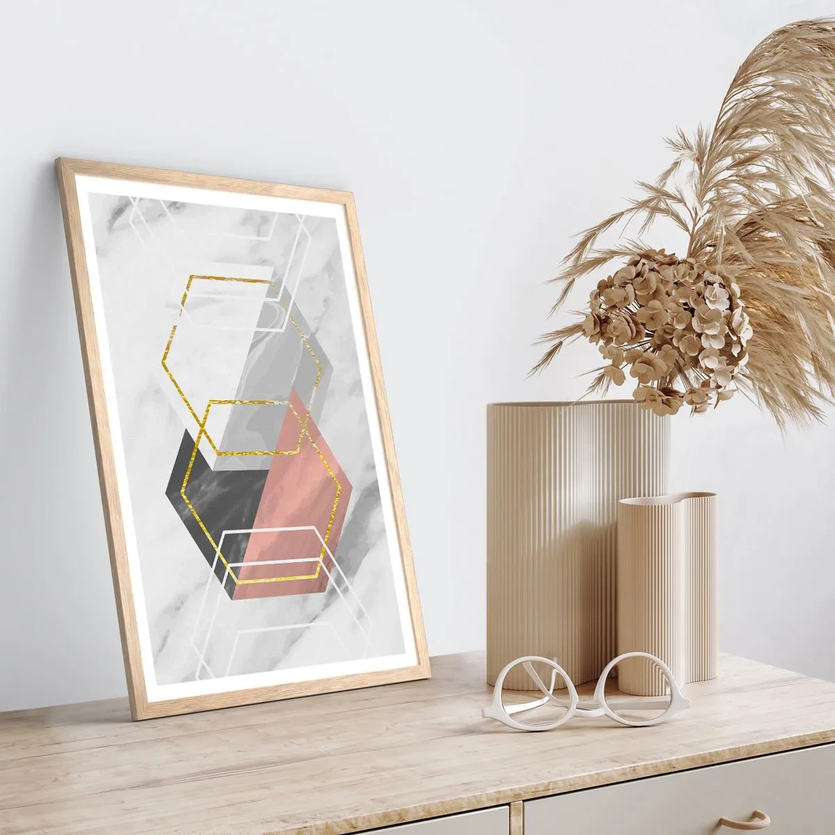 Plakat w ramie jasny dąb - Kompozycja łańcuchowa - 70x100 cm