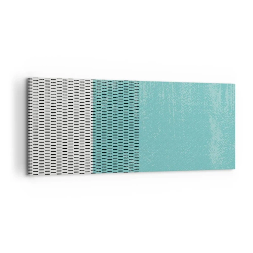 Obraz na płótnie - Geometryczna kompozycja z turkusem i liniami - 120x50cm - Kompozycja zrównoważona - Nowoczesna dekoracja ścienna do salonu i sypialni ARTTOR