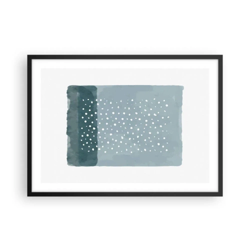 Plakat w czarnej ramie - Minimalistyczny obraz w odcieniach błękitu z kropkami - 70x50cm - Wyrosłe na błękicie - Nowoczesna dekoracja ścienna do salonu i sypialni ARTTOR
