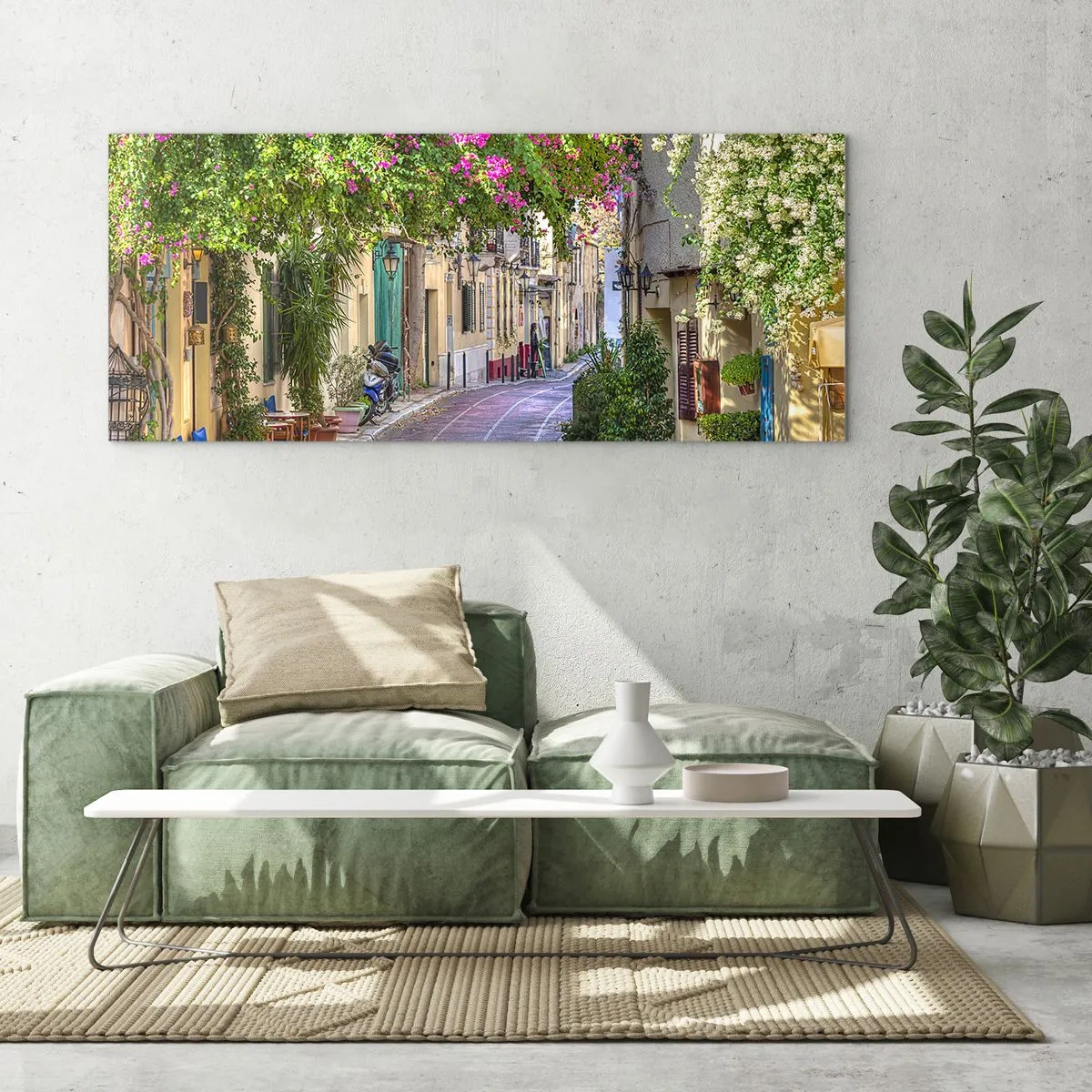 Obraz na szkle - Kwitnący zaułek - 100x40 cm