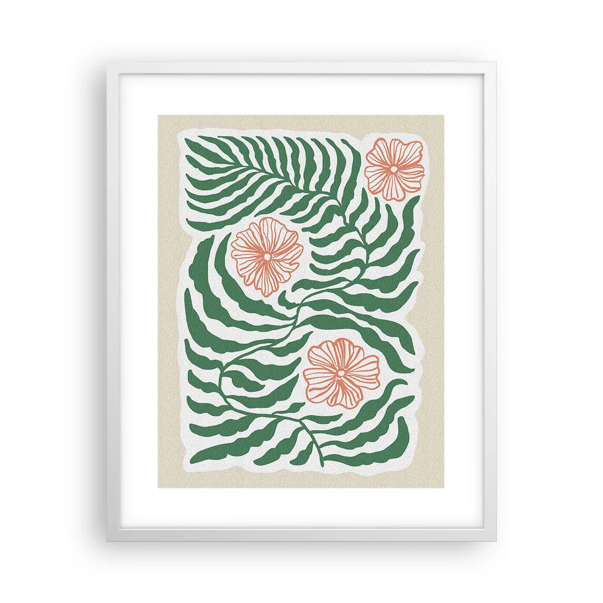 Plakat w białej ramie - Rozkwitłe w zieleni - 40x50 cm