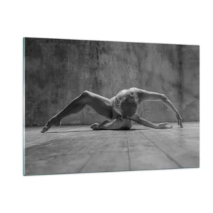 Obraz na szkle - Tancerka w pozie na podłodze - 120x80cm - Symetria odnaleziona - Nowoczesna dekoracja ścienna do salonu, kuchni i sypialni ARTTOR