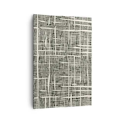 Obraz na płótnie - Geometryczny wzór przypominający siatkę na jasnym tle - 70x100cm - Kompozycja utkana - Nowoczesna dekoracja ścienna do salonu i sypialni ARTTOR