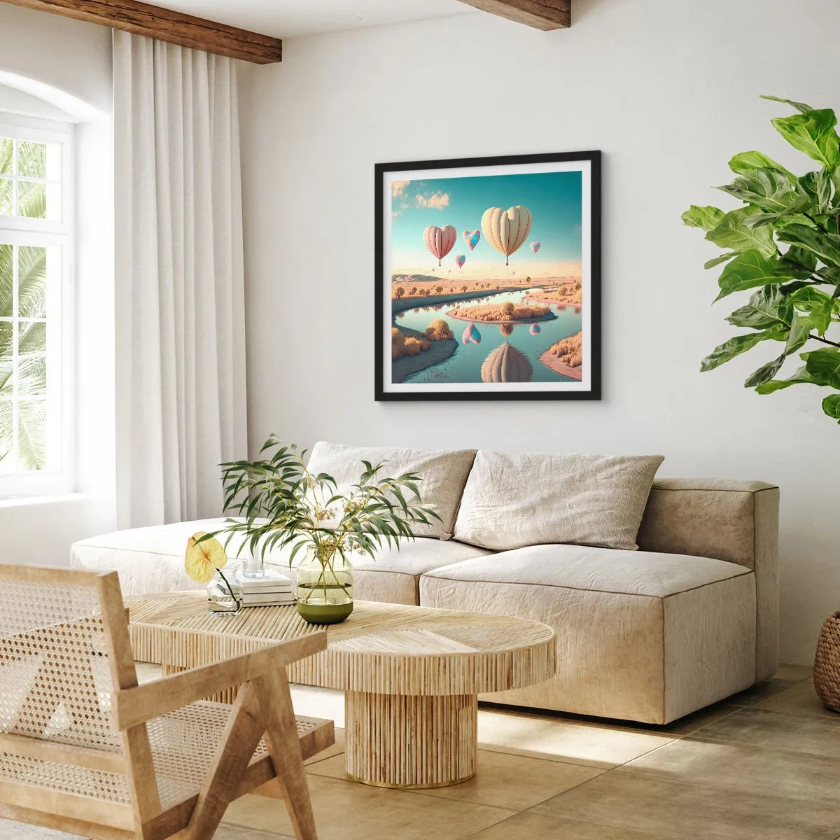 Plakat w czarnej ramie - Miłość pozwala wznieść się - 40x40 cm