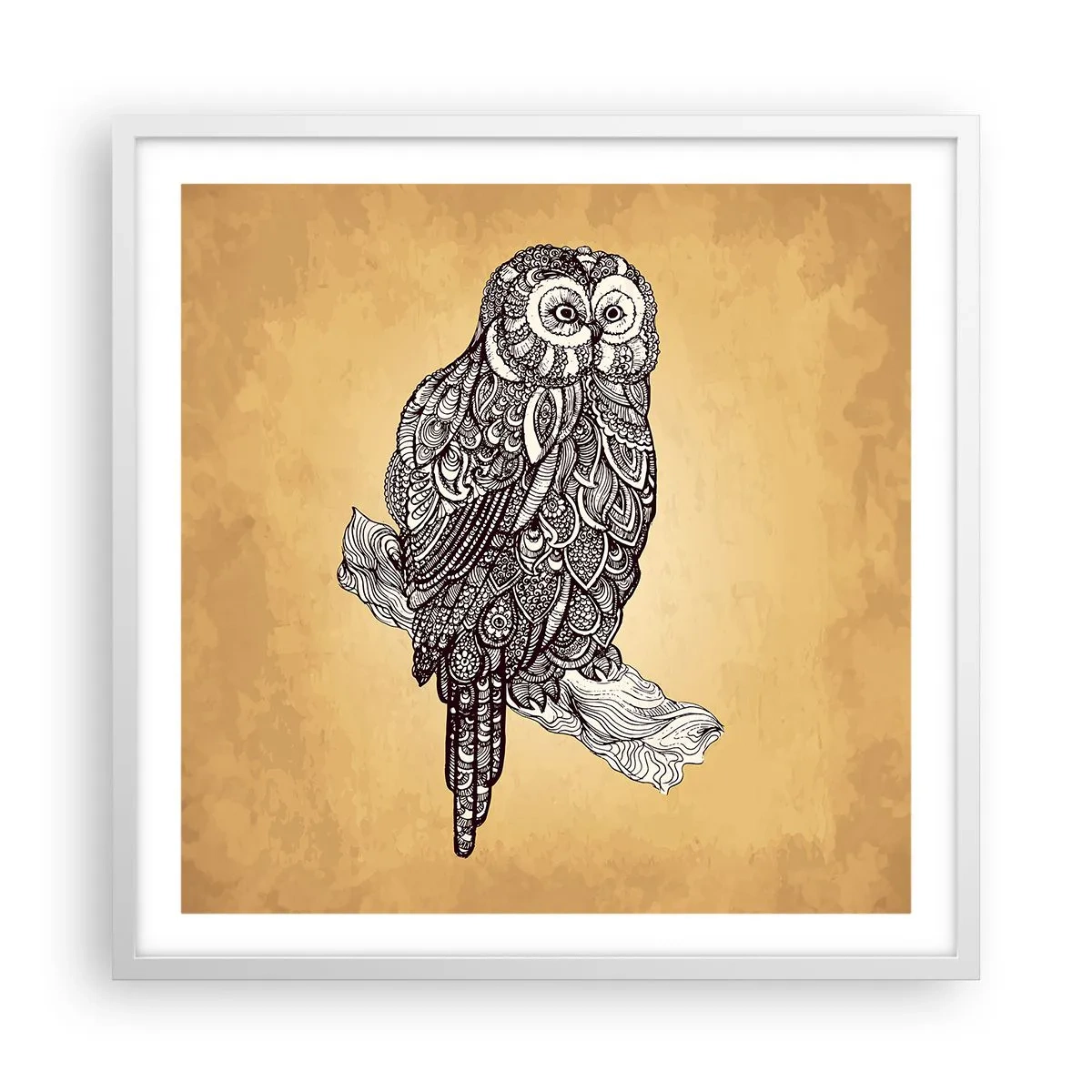 Plakat w białej ramie - Misterne ornamenty mądrości - 60x60 cm