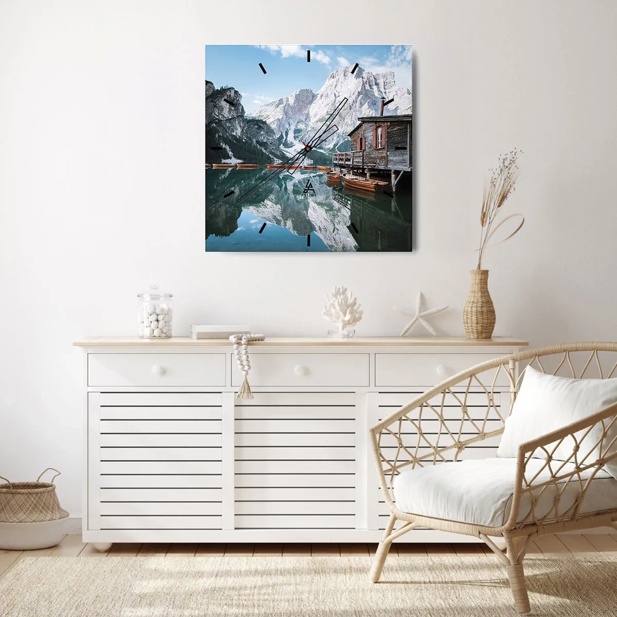 Zegar ścienny - Krystaliczny, górski poranek - 30x30 cm