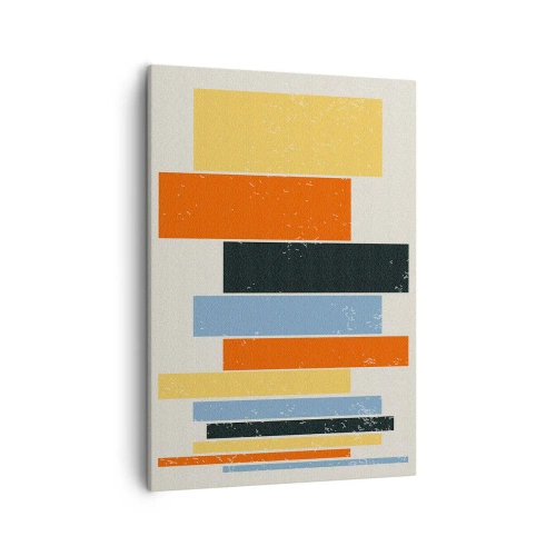 Obraz na płótnie - Minimalistyczna kompozycja z kolorowymi prostokątami ułożonymi w harmonijną strukturę - 50x70cm - Zapis muzyki - Nowoczesna dekoracja ścienna do salonu, kuchni i sypialni ARTTOR
