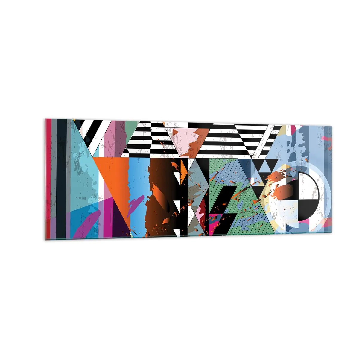 Obraz na szkle - Abstrakcyjna kompozycja geometryczna z żywymi kolorami - 140x50cm - Geometrycznie i organicznie - Nowoczesna dekoracja ścienna do salonu i sypialni ARTTOR