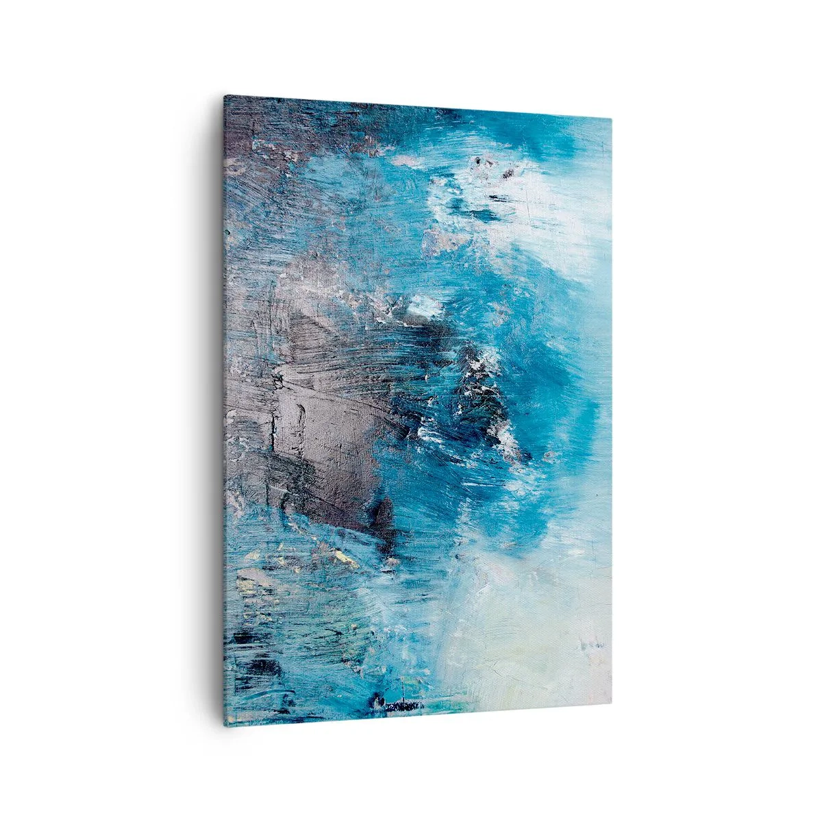 Obraz na płótnie - Abstrakcyjne pociągnięcia pędzla w odcieniach niebieskiego - 70x100cm - Błękitna rapsodia - Nowoczesna dekoracja ścienna do salonu i sypialni ARTTOR