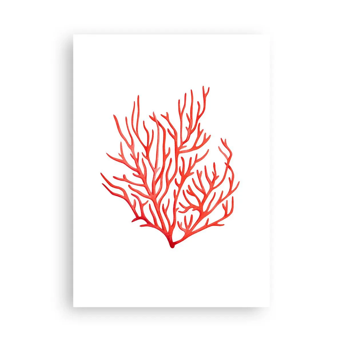 Plakat - Czerwony koral na białym tle w minimalistycznym stylu - 50x70cm - Koralowy filigran - Nowoczesna dekoracja ścienna do salonu, kuchni i sypialni ARTTOR