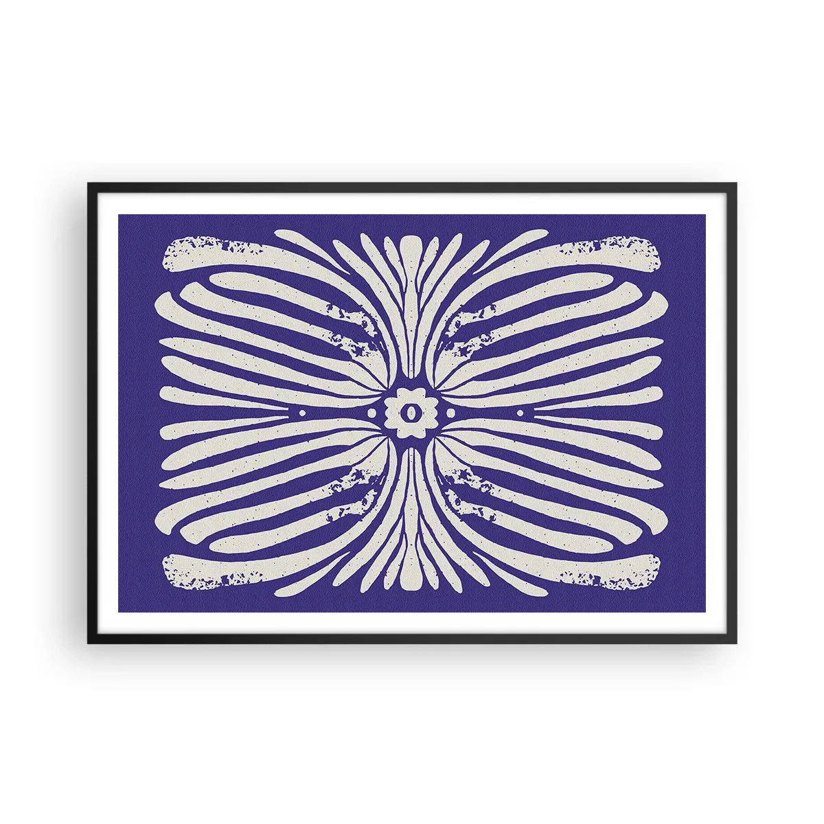 Plakat w czarnej ramie - Etniczny wzór w odcieniach fioletu i bieli - 100x70cm - Etniczne inspiracje - Nowoczesna dekoracja ścienna do salonu i sypialni ARTTOR