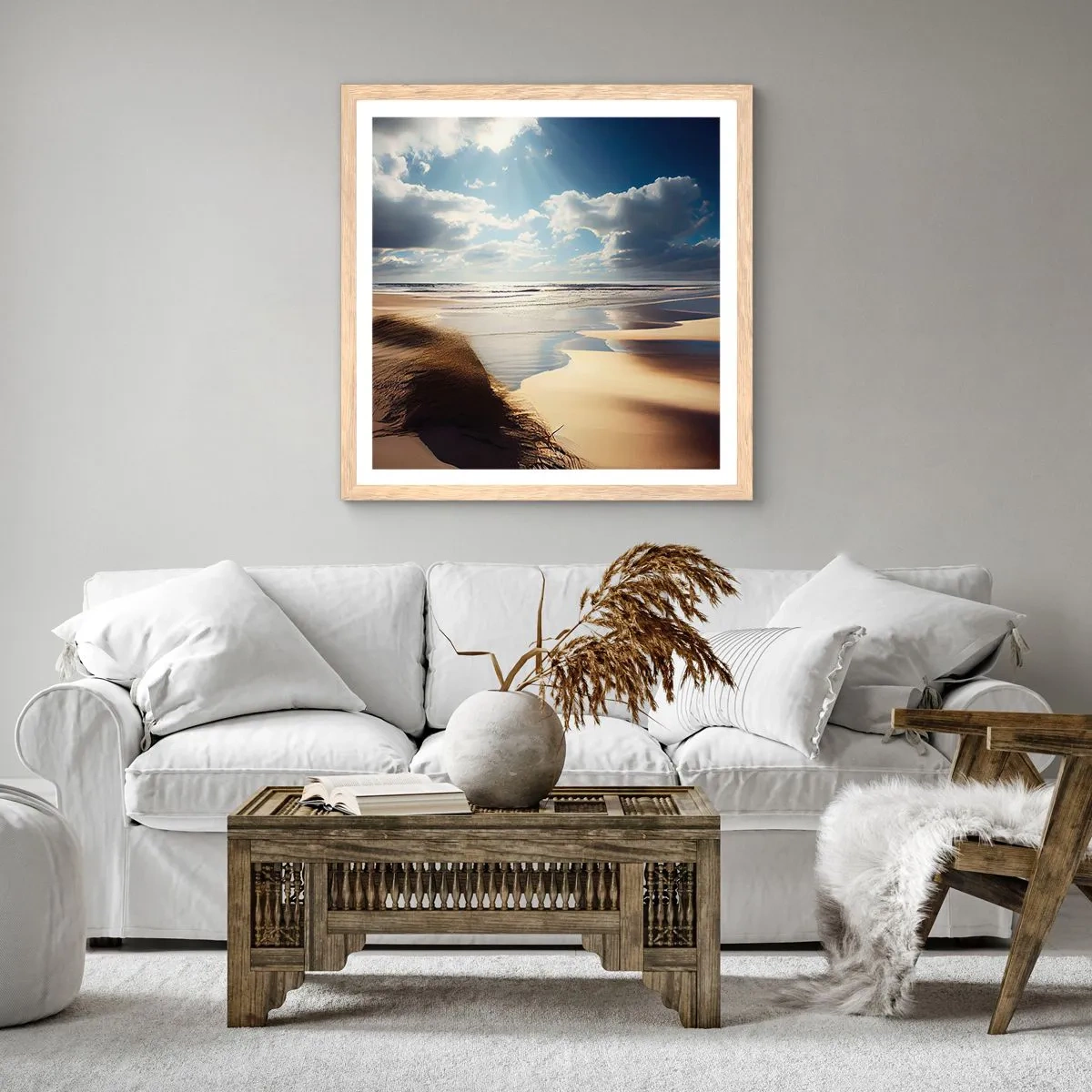 Plakat w ramie jasny dąb - Plaża, dzika plaża - 40x40 cm