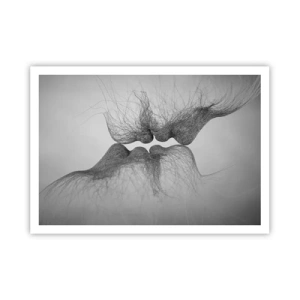 Plakat - Abstrakcyjny pocałunek przedstawiony w eterycznej formie - 100x70cm - Pocałunek wiatru - Nowoczesna dekoracja ścienna do salonu i sypialni ARTTOR